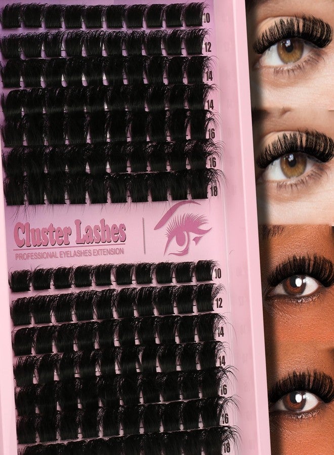 Himirell D Curl Lash Clusters Extensions 140 Pcs Individual Eye lash Clusters 300D Cluster Eyelash Lashes Wispy Clusters Lashes Makeup at Home - DIY Lash Extension Kit for Self Application (9-18MM) Mix - Image 1